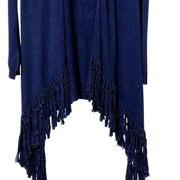 Theory Size S Navy Blue Fringed Open Cashmere Blend Cardigan - Picture 2 of 8